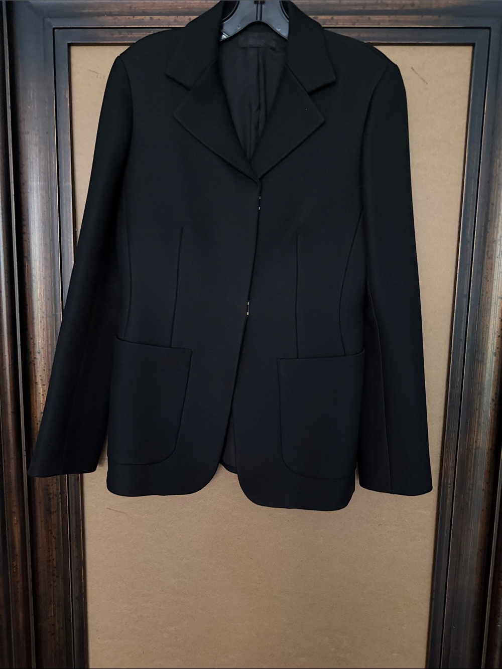 The Row Black Tailored Women's Wool/Silk Fitted Blazer with concealed hooks